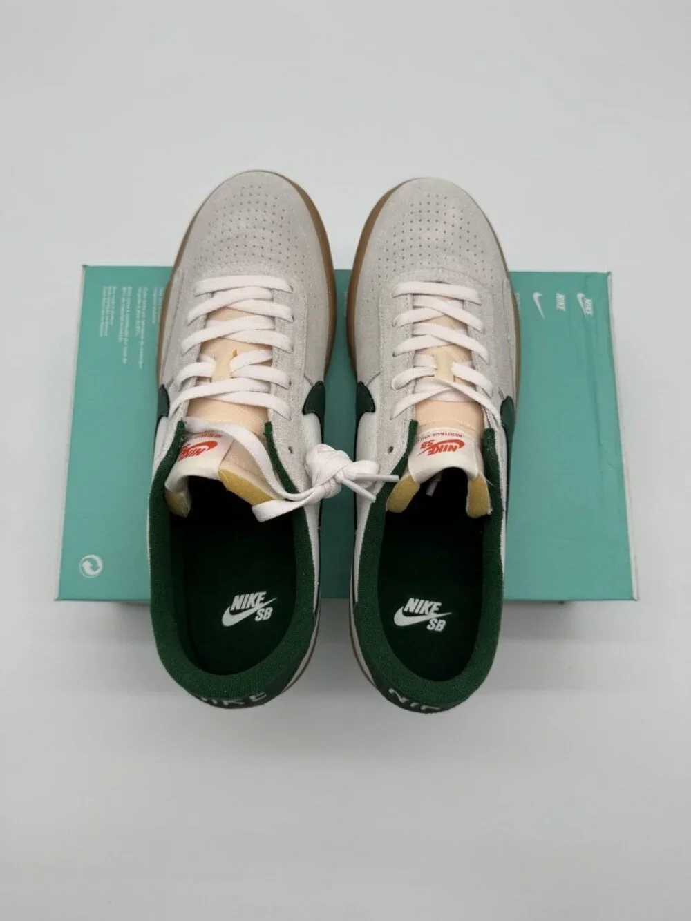 New Nike SB Heritage Vulc Shoes Mens Size 10 White Green Suede Skate CD5010 104